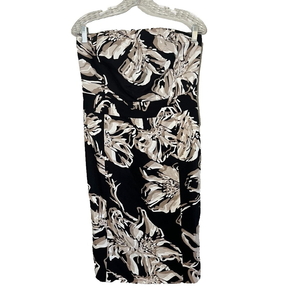 Banana Republic Floral Strapless Linen Mini Dress 8P Cottage Neutral Preppy Chic